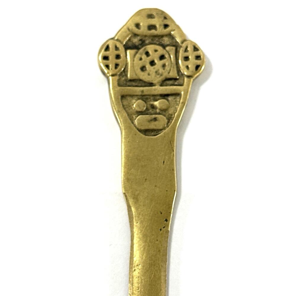 Vintage Brass Tribal Mask Letter Opener Aztec Inca Mayan Style 7” Desk Decor - Picture 5 of 6